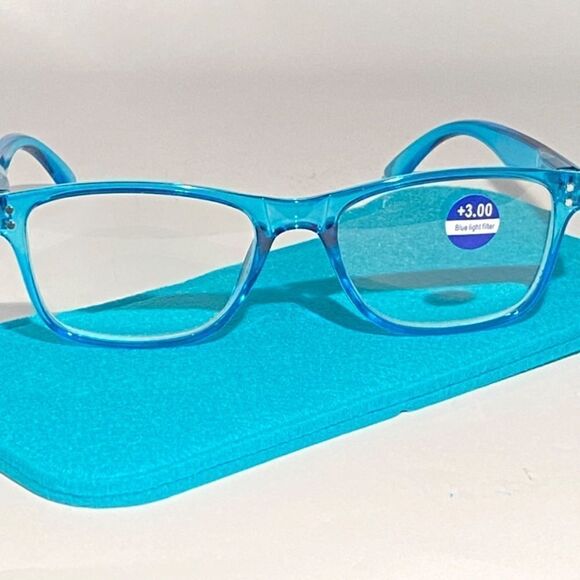 1443 Helen Reading Glasses 3.0 Readers Bluelight Filter Blue Frame NWT main image 5